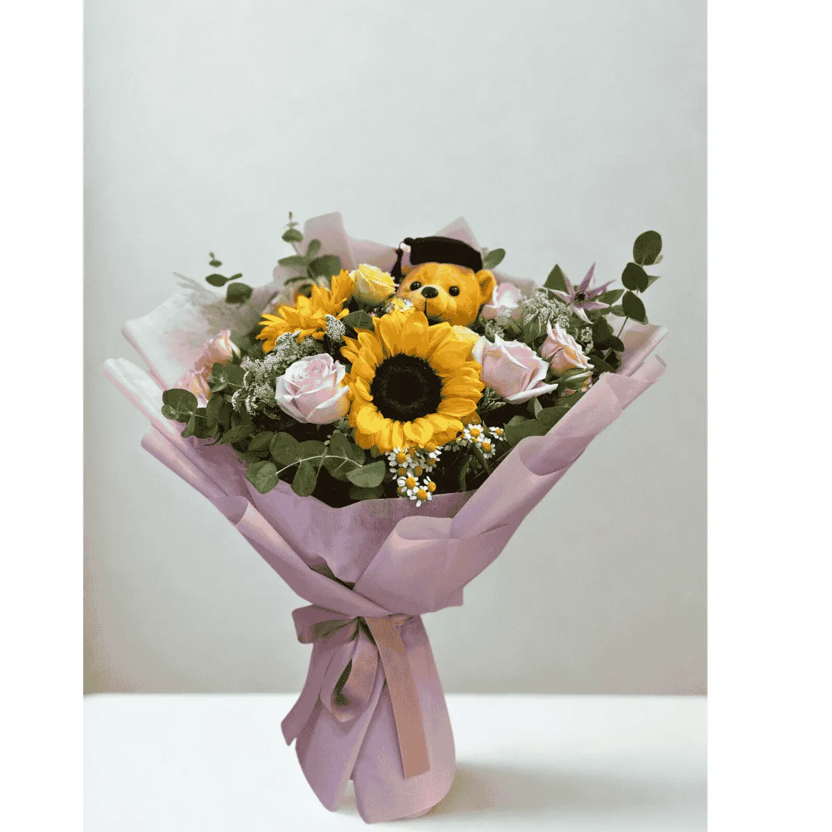 Romantic Valentine's Day bouquet with red roses and elegant arrangement